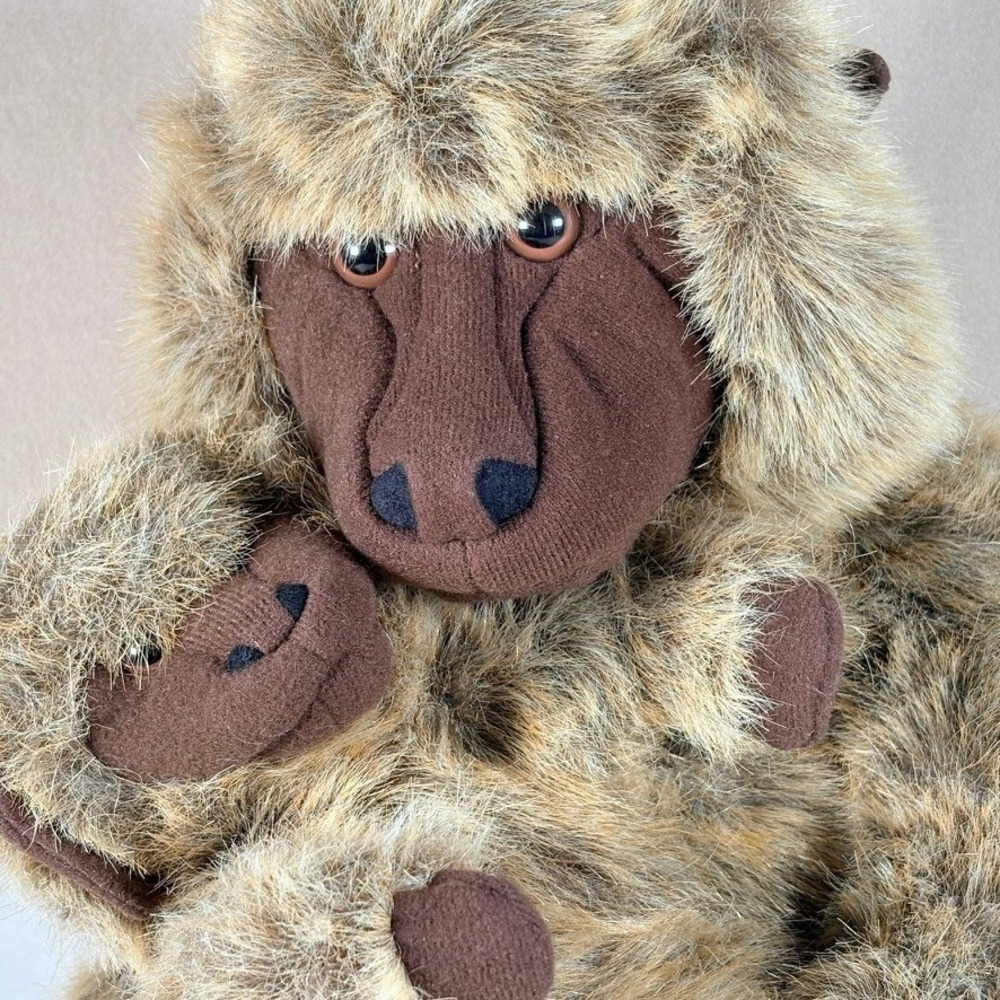 Folkmanis Folktails Baboon and Baby Plush Hand Puppet Brown Tan 14 Inch Set